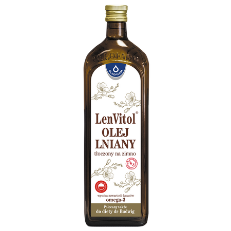 LenVitol olej lniany tłoczony na zimno 1000 ml